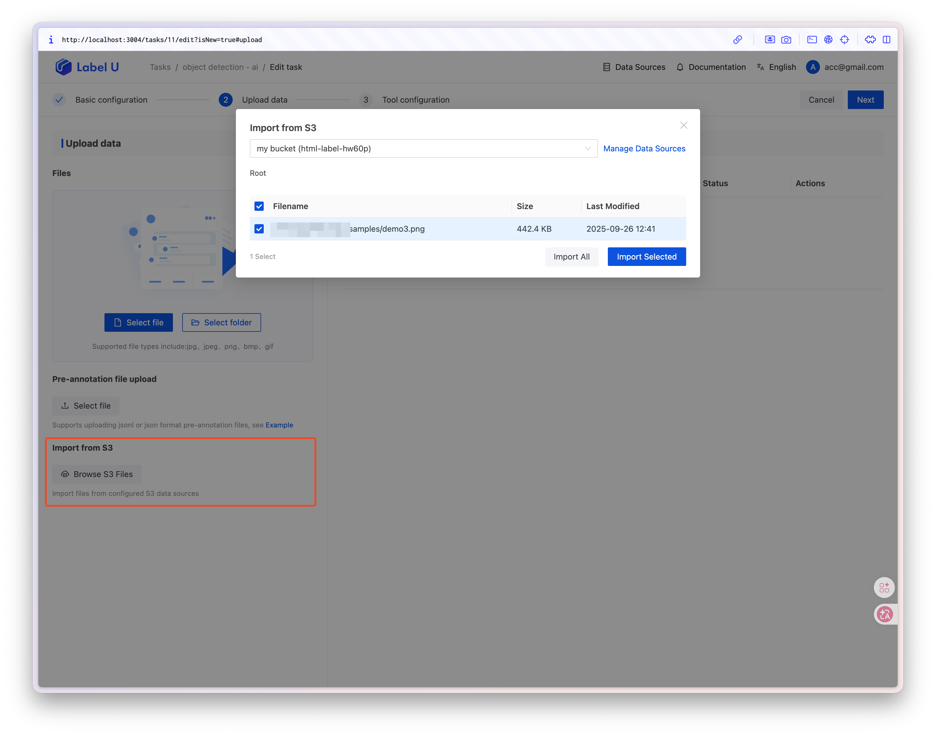 S3 Data Source # Browse and Import